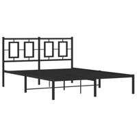 Bedframe met hoofdbord metaal zwart 140x200 cm - thumbnail