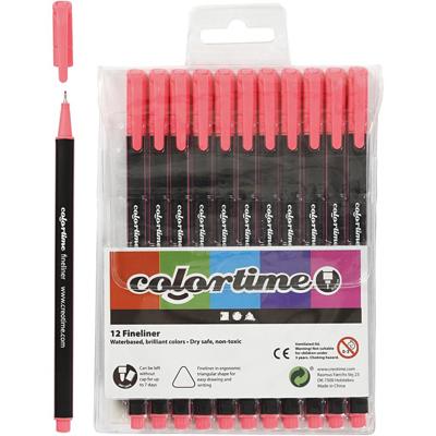 Colortime fineliners, lijndikte 0,6-0,7 mm, roze, 12 stuk/ 1 doos