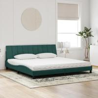 Bed met matras "Hanko" fluweel donkergroen 200x200 cm - thumbnail