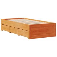 Bedframe zonder matras met lades grenenhout wasbruin 100x200 cm - thumbnail