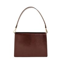 Mango handtas met crocoprint donkerrood - thumbnail