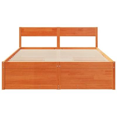 Bedframe zonder matras massief grenenhout wasbruin 140x200 cm