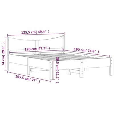 Bedframe zonder matras massief grenenhout 120x190 cm