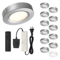 Set LED-opbouwspot met afstandsbediening Adria zilver 3W dimbaar IP44 1-12 stuks - thumbnail