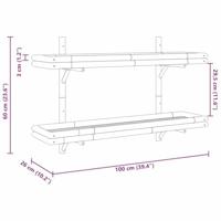 Wandplank met plank met opslag Bruin 100 x 26 x 60 cm Bamboe - thumbnail