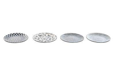 Bordenset Home ESPRIT Blauw Wit Porselein 19 x 19 x 2 cm