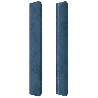 Hoofdbord met randen 203x16x118/128 cm fluweel donkerblauw