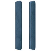 Hoofdbord met randen 203x16x118/128 cm fluweel donkerblauw - thumbnail