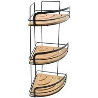 MSV doucherekje - 3-laags - zwart - H49 cm - metaal|bamboe - luxe - thumbnail