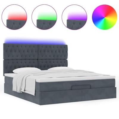 vidaXL Ottoman bed met matrassen en LED's 180x200cm fluweel donkergrijs, bedframe, ottoman bedframe, bedframe met opbergruimte onder het bed