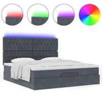 vidaXL Ottoman bed met matrassen en LED's 180x200cm fluweel donkergrijs, bedframe, ottoman bedframe, bedframe met opbergruimte onder het bed - thumbnail