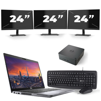 Dell Precision 3550 - Intel Core i7-10e Generatie - 15 inch - 16GB RAM - 256GB SSD - Windows 11 + 3x 24 inch Monitor