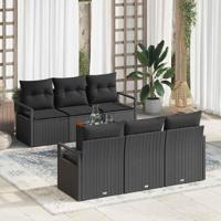 Tuinbankenset met opslag 7 pcs Zwart poly rattan - thumbnail