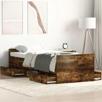 Bedframe met hoofd- en voeteneinde gerookt eiken 100x200 cm