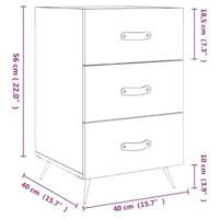 Nachtkastje 40x40x66 cm bewerkt hout betongrijs - thumbnail