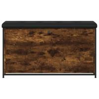 Schoenenbankje met klaplade 102x32x56 cm gerookt eikenkleurig - thumbnail