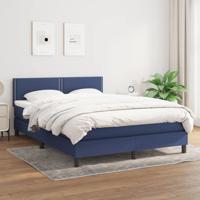 Boxspring met matras stof blauw 140x190 cm - thumbnail
