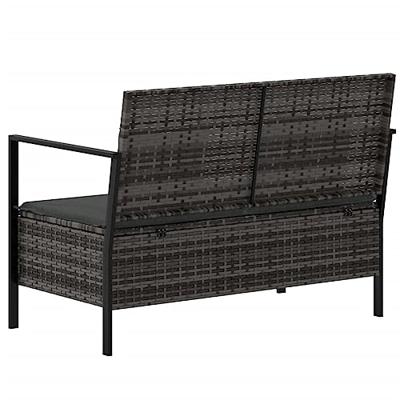 Tuinbank 2-zits met kussens poly rattan grijs