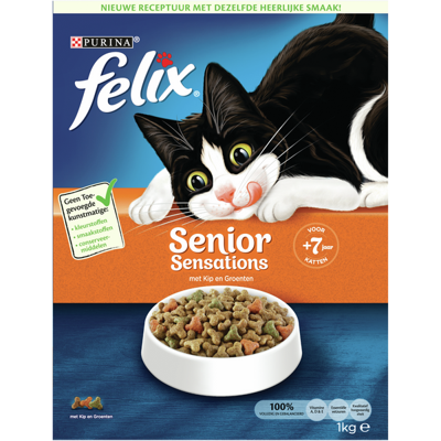 Felix Senior Sensations kip, granen, groentensmaak kattenvoer 2 x 4 kg Felix Senior Sensations kip, granen, groentensmaak kattenvoer 2 x 4 kg