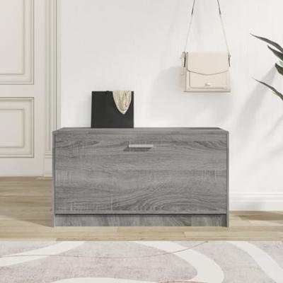 VidaXL Schoenenbank 80x24x45 cm bewerkt hout grijs sonoma eikenkleur VidaXL Schoenenbank 80x24x45 cm bewerkt hout grijs sonoma eikenkleur