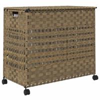 VidaXL Wasmand op wielen 66x35x60 cm rattan - thumbnail