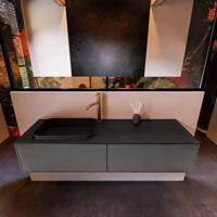 Badkamermeubelset Mondiaz Erin 150 cm met 2 Lades met RIDGE Wastafel Links Urban met 1 kraangat Greeploos Mat Dark Grey - thumbnail