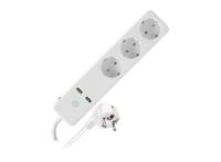 Qnect Wifi Stekkerdoos - 3-Voudig - 2x USB - 1,5 m Snoer - Wit - thumbnail