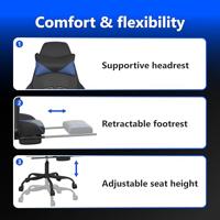 Massage gamestoel met voetensteun kunstleer zwart en blauw - thumbnail