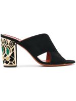 Santoni embellished heel sandals - Black - thumbnail