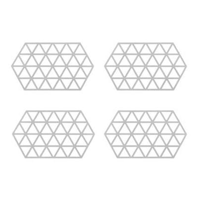Krumble Siliconen pannenonderzetter Hexagon lang - Grijs - Set van 4