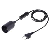 E27 Wire Cap schakelaar lamp houder kroonluchter stopcontact met 1.5 m verlengkabel EU stekker (zwart) - thumbnail