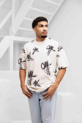 Off The Pitch Off Mark Oversized T-Shirt Heren Gebroken Wit - Maat XL - Kleur: Gebroken Wit | Soccerfanshop