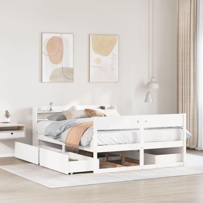 Bedframe zonder matras massief grenenhout wit 120x190 cm Bedframe zonder matras massief grenenhout wit 120x190 cm