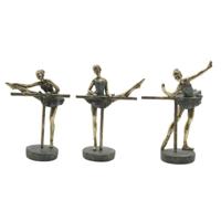 Decoratieve figuren Home ESPRIT Grijs Gouden Balletdanseres 14 x 8 x 20 cm (3 Stuks) - thumbnail