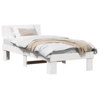 Bedframe met hoofdeinde Wit 90 x 200 cm Massief grenenhout - thumbnail