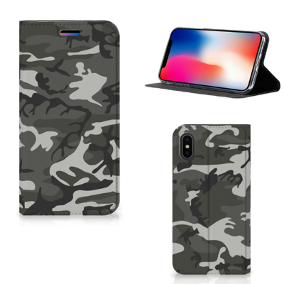 Apple iPhone X | Xs | Hoesje met Magneet | Army Light Apple iPhone X | Xs | Hoesje met Magneet | Army Light