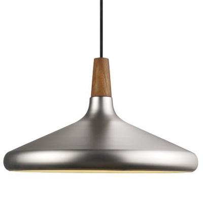 Hanglamp woonkamer zilver hout &apos;Nori 39&apos; E27 fitting walnoothout 390mm DFTP