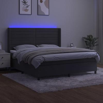Boxspring met matras en LED fluweel donkergrijs 160x200 cm