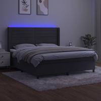 Boxspring met matras en LED fluweel donkergrijs 160x200 cm - thumbnail