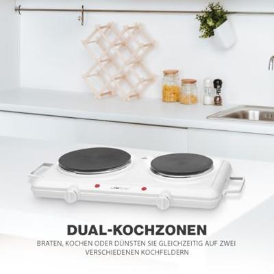 Clatronic DKP 3583 271699 Dubbele kookplaat Met handmatige temperatuursinstelling