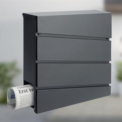 Brievenbus met krantenbuis staalzilver