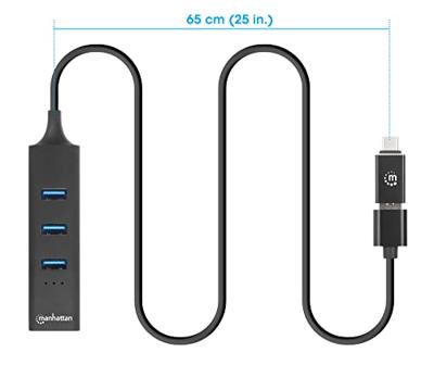 Manhattan 180894 USB 3.2 Gen 1-hub 4 poorten Zwart