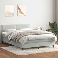 Boxspring met matras fluweel lichtgrijs 160x220 cm - thumbnail