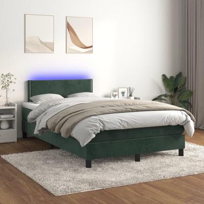 Boxspring met matras en LED fluweel donkergroen 120x200 cm