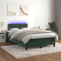 Boxspring met matras en LED fluweel donkergroen 120x200 cm - thumbnail