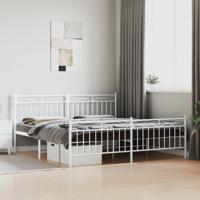 Bedframe met hoofd- en voeteneinde metaal wit 183x213 cm - thumbnail