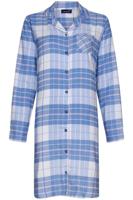 Rebelle Flanellen dames nachthemd lange mouw - Blauw geruit - 100% katoen - thumbnail
