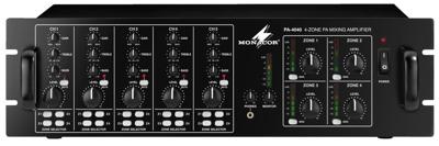 Monacor PA-4040 PA-versterker 40 W 4-kanaals 4 zones