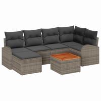 Tuinbankenset met kussen 7 pcs Grijs poly rattan - thumbnail