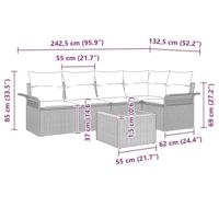 Tuinbankenset met kussen 6 pcs Grijs poly rattan - thumbnail